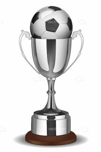 Soccer ball with trophy